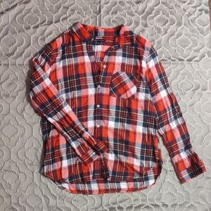 American Eagle Outfitters Red and White Plaid Shirt